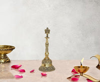 Brass pooja bell with Garuda top, 5.5 inch tall
