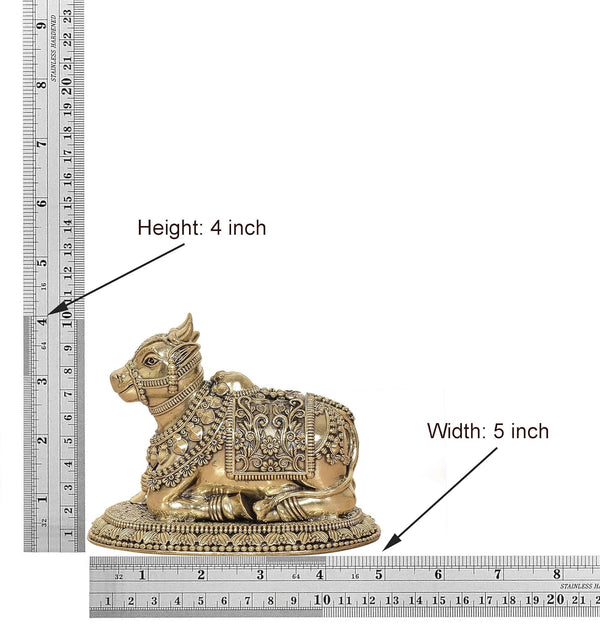 Superfine BrassShiva Seated Nandi Statue (Height: 4 Inch) Entryway Setting