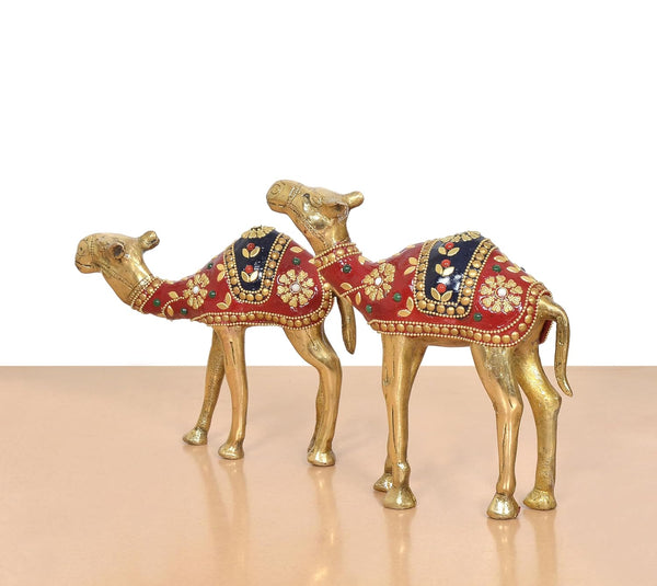 Brass Camel Figurine Pair Showpiece (Height : 7 inch) Entryway Setting
