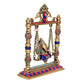 Brass Lord Ganesha On Swing Decorative Showpiece Idol Blue & Red - (Brass, Height 10.25")