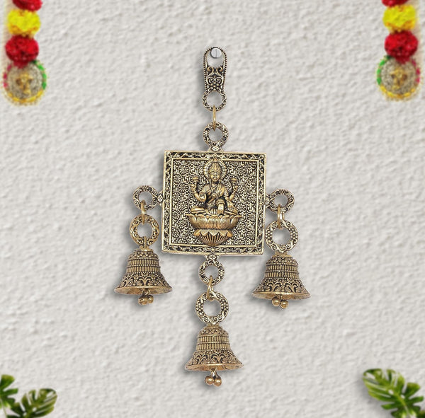 Superfine Brass Lakshmi Wall Hanging Diwali with Bells (Height: 6.5 Inch) Entryway Setting