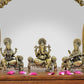 Fine Bronze Ganesha laxmi Saraswati Idol Temple Murti Diwali Pooja Gift Decoration Showpiece (Height 4 Inch)