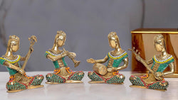 Brass Lady Statue Classical Musician Group Showpiece for Home and Office Decor (Set of 4) (Height : 6 inch)