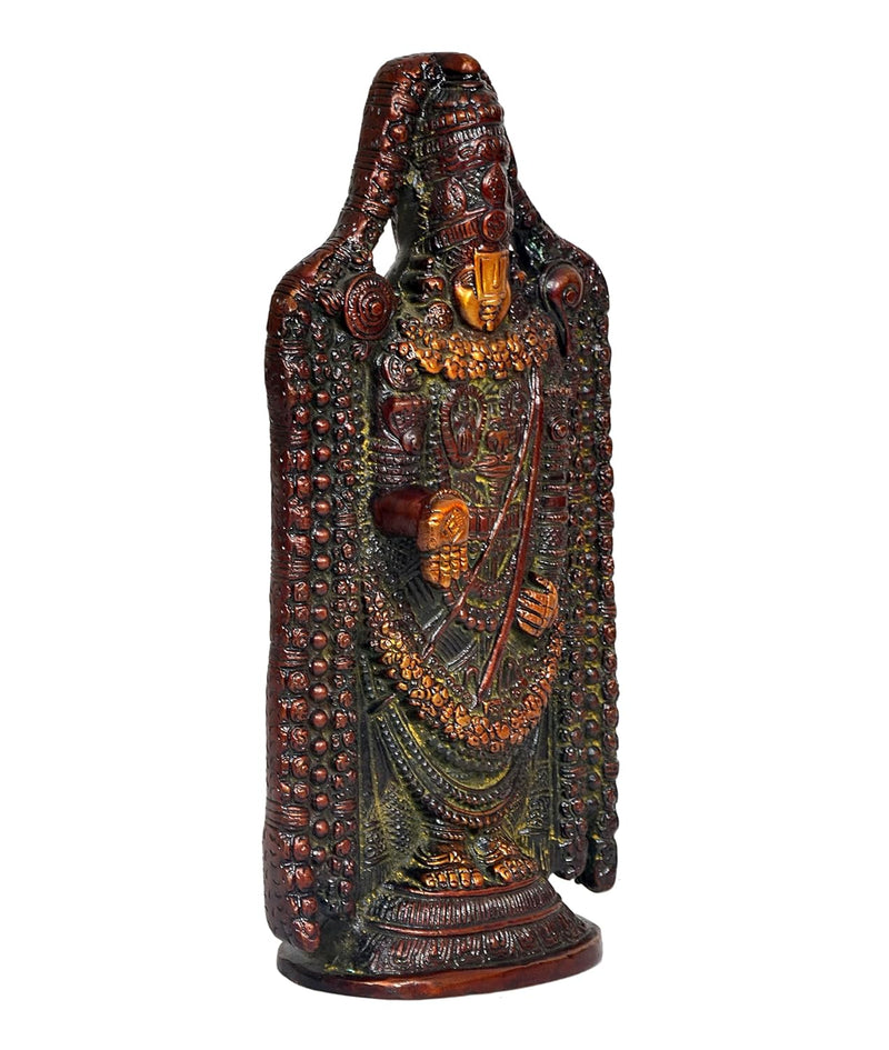 Brass Lord Tirupati Bala Ji Idol Statue Home Temple Office Figurine Showpiece Multicolour (Height 9.5 Inch)