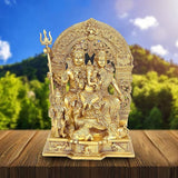 Brass Shiv-Parivar pooja idol with Shiv, Parvati, Ganesha, and children on base