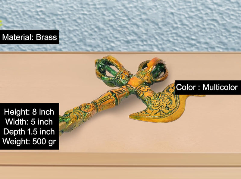 Brass Handmade Parashu Phurba Dorje Dagger (Height: 8 inch)