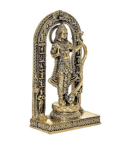 पीतल रंग रामलला मूर्ति, सजे मेहराब और आधार सहित, 6 इंच