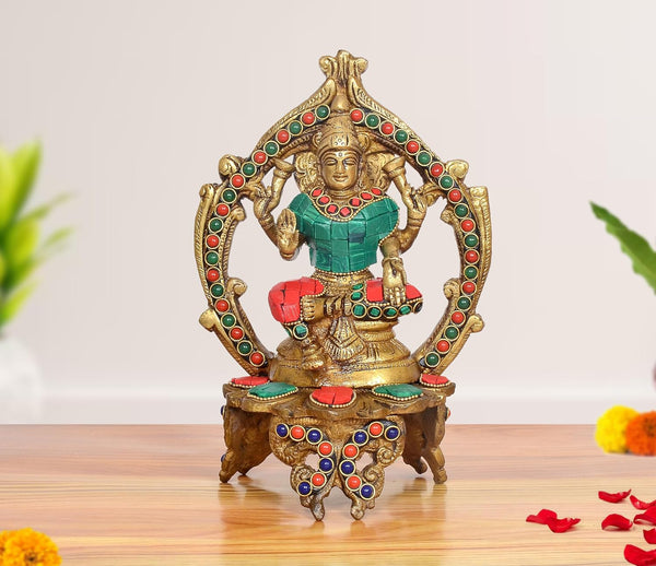 Brass Goddess Lakshmi Idol (Height :8 inch)