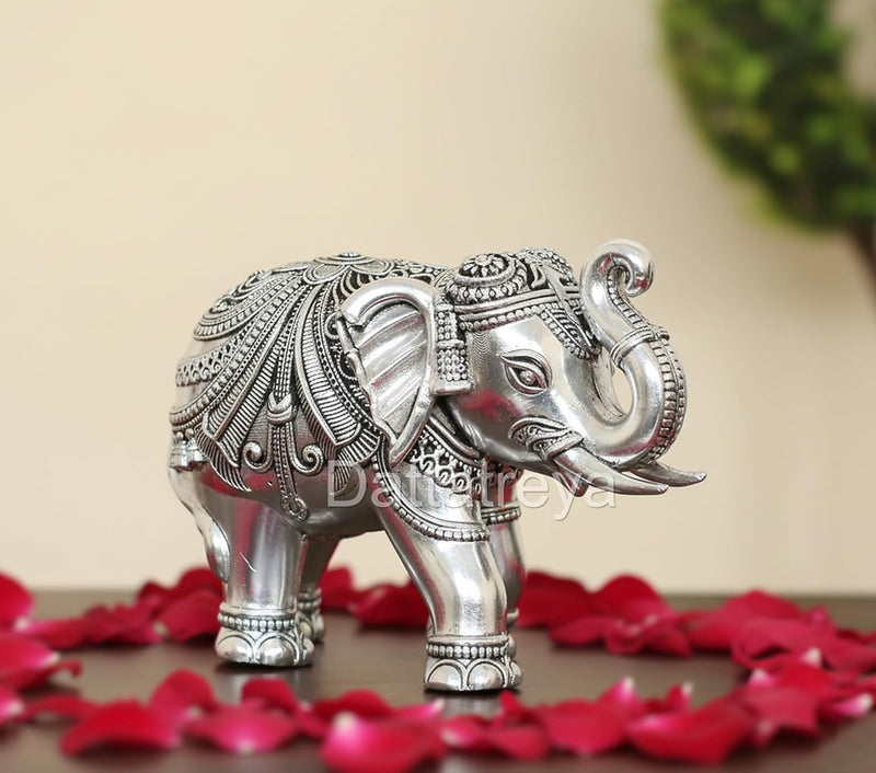 Bronze Silver Elephant Sculpture (Height: 3 Inch)