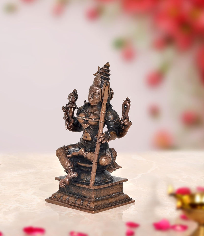Copper Goddess Rajarajeshvari , Tripura Sundari, Lalita Devi Statue(Height : 4.5 inch)