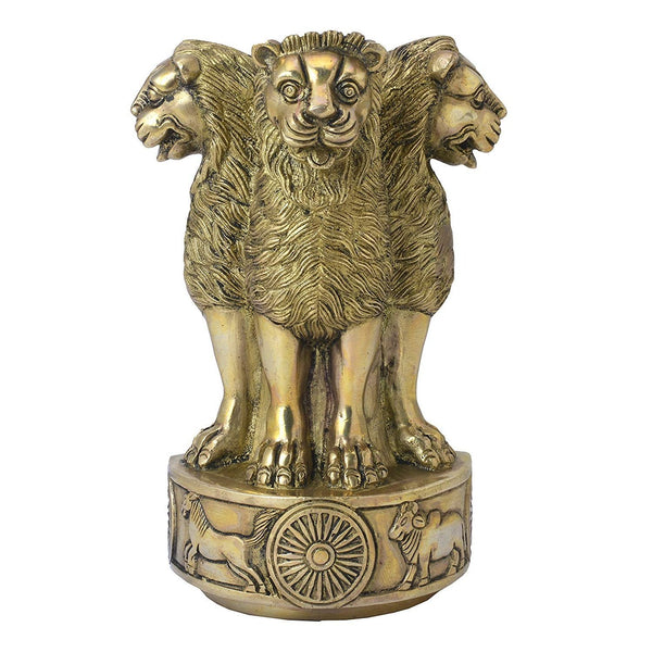 Brass 3D Ashoka Stambh Emblem Wall Hanging (Height: 7 Inches) Entryway Setting
