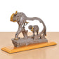 Resin Trunk Up Elephant with Baby showpiece (Height 7 Inch)