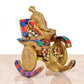 Brass Ganesha Statue Book Reading Turbaned Ganesh Sitting on Chair Sculpture (Height 5 inch)