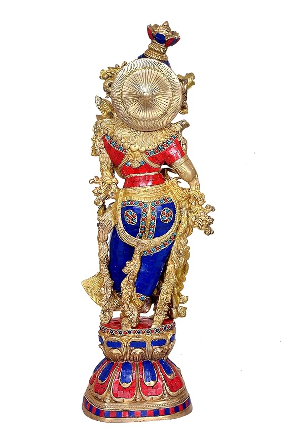 Large Brass Pair of Radha Krishna Idol Radha Krishna Home Decor Height : 29 inches