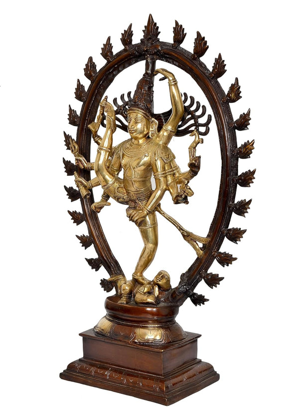 Brass Natraj Dancing with one leg up Showpiece (Height: 25 inch) Study Setting