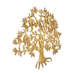 Brass Kalpavriksha tree wall hanging, tall canopy with curved branches and birds