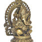 Brass Lord Ganesha Idol Sitting Ganesh Statue Decorative Sculpture for Home Decor Office Mandir Pooja Temple (Height 10 Inch)