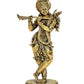 Brass Lord Krishna Idol Figurine Sculpture Playing Flute Statue Decorative Showpiece, (Height 5.5 Inch)