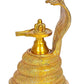 5 Five Mukha Linga Protected by Seven Hooded Serpent in Brass Gold, Height 8 Inch