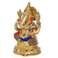 Brass Lord Ganesha Ganpati Idol Vinayak Religious Statue Murti Height 8 Inch