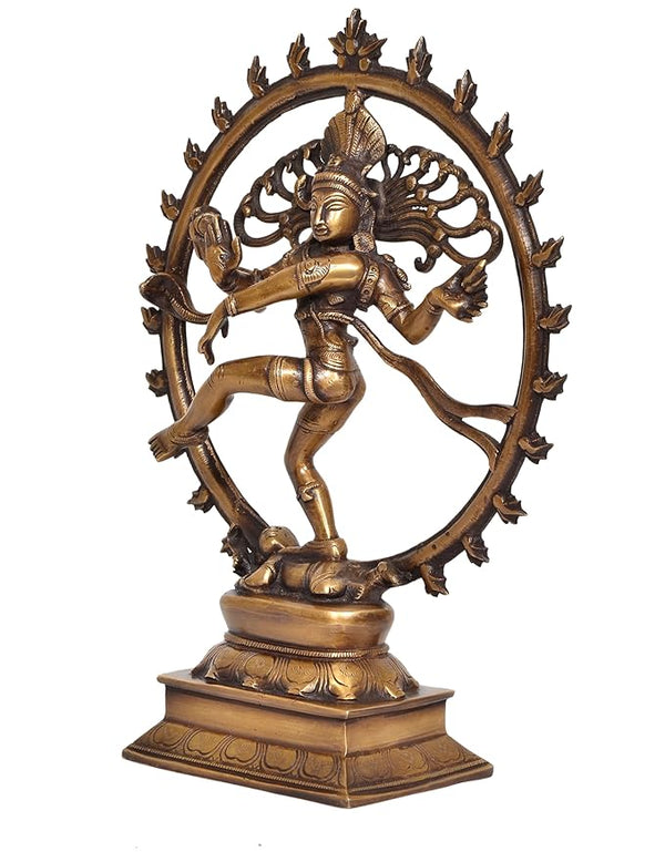 Brass Natraj Lord Shiva Dancing Natraj Brassl Idol Statues (Height: 13.5 inch) Study Setting