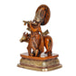 Brass Lord Krishna with Cow Idol Figurine Sculpture Playing Flute Statue Decorative Showpiece, (Height 6.5 Inch)