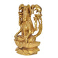 Brass Lakshmi Idol Laxmi Goddess Lakshmi Sitting Statue for The Puja Temple at Home Decor Office (Height: 7 Inch)