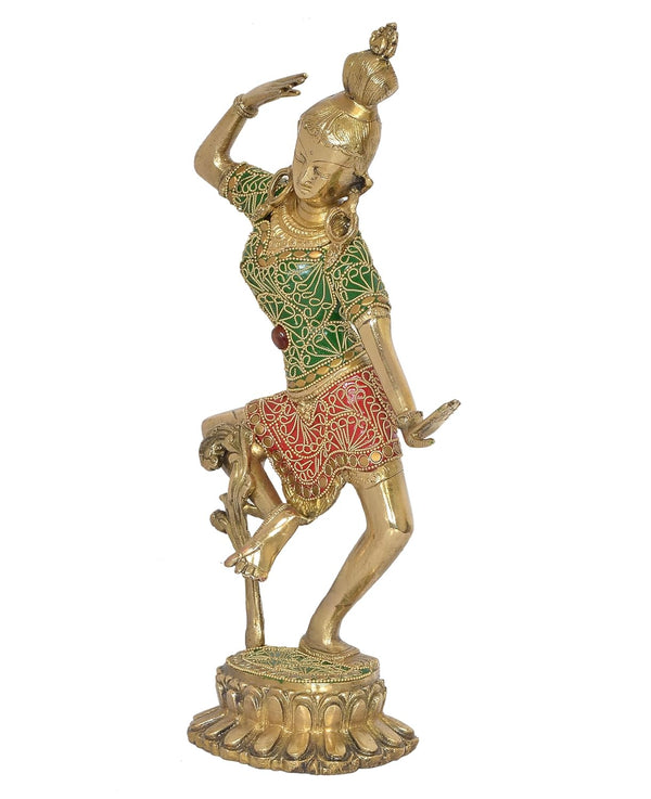 Brass Shiv Parvati Dancing Statue Idol for Temple Home Office Decor Idols (Height :15 Inch) Study Setting