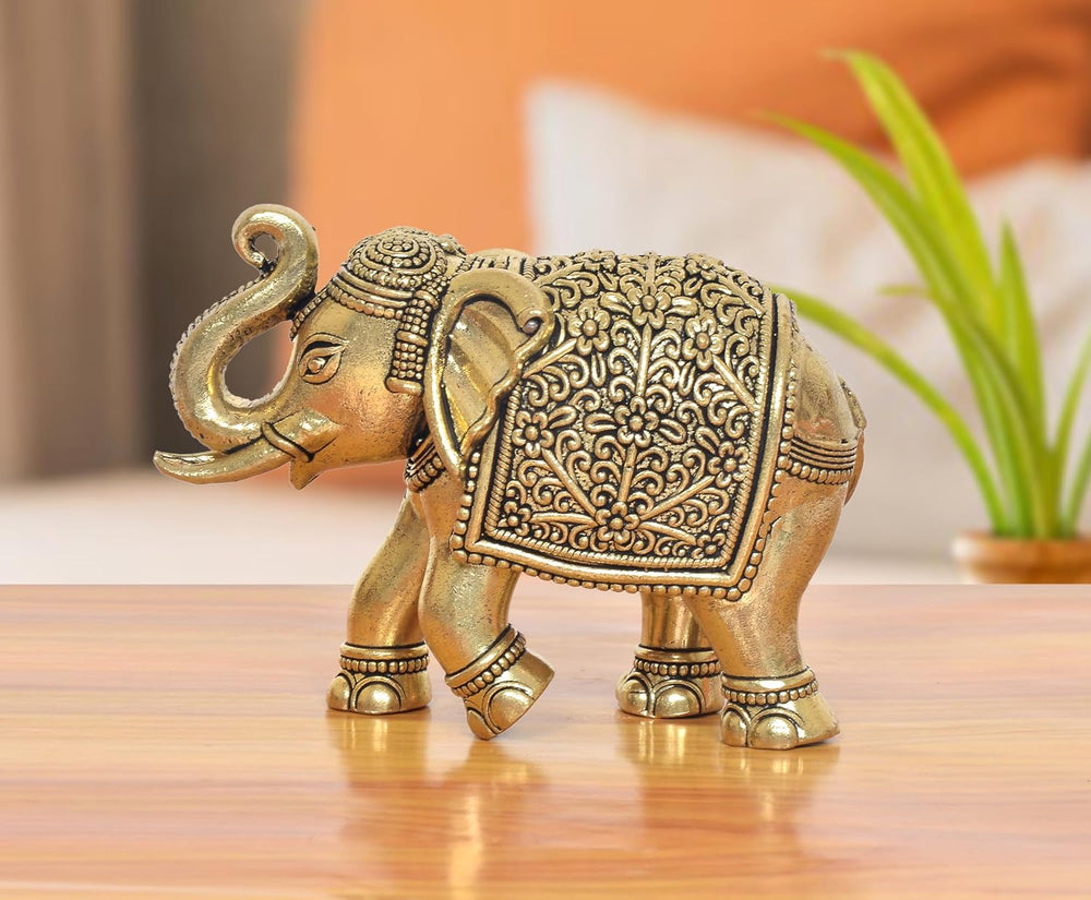 Superfine Brass Elephant Figurine (Height: 2.5 Inches)