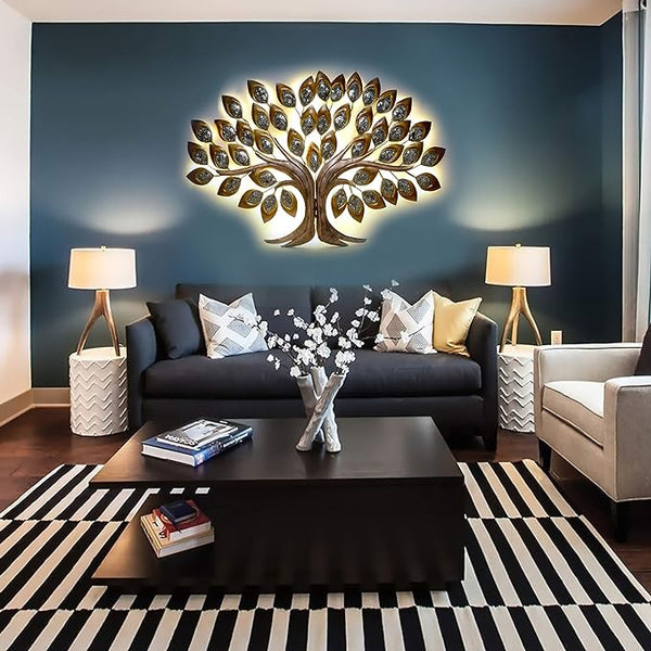 Iron Tree Wall Mounted Art Showpiece for Home Decor (Height: 23 Inches) Entryway Setting