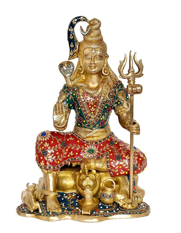 Brass Lord Shiva Shiv Murti Sculpture, Height : 18" Inches Home Decor