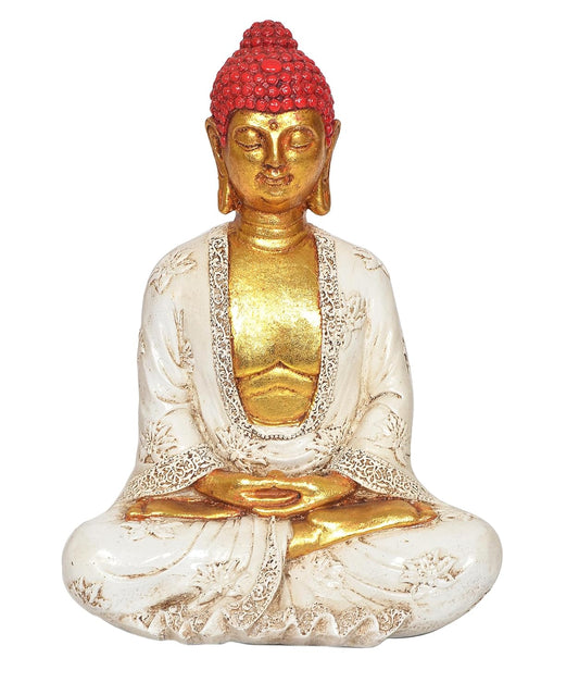 Resin Buddha Statue for Table Decor Living Room Home Decor and Office (Height: 9 Inch)