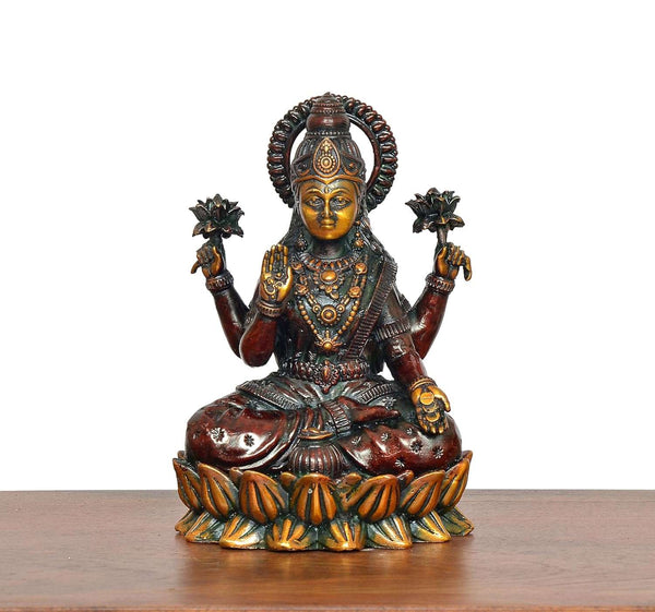 Superfine Brass Lakshmi Idol (Height: 5 Inch) Study Setting
