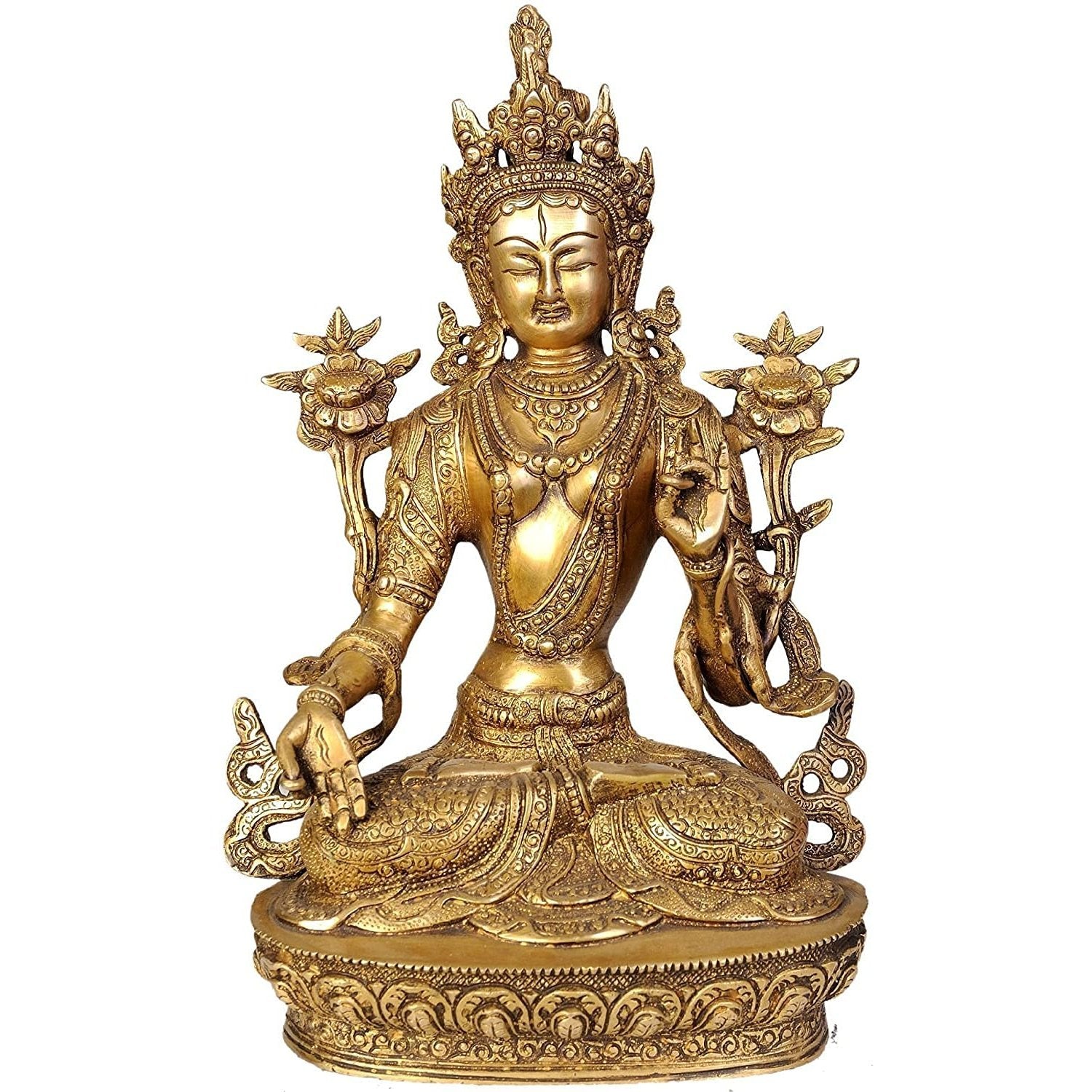 Brass India Tibetan Buddhist Goddess White Tara Height 12 inches