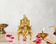 Brass Ganesha Statue Book Reading Turbaned Ganesh Sitting on Chair Sculpture Golden (Height 5 inch)