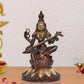 Brass Saraswati Seated on Lotus - Handcrafted Hindu Goddess Saraswati Idol for Home Decor and Pooja (Height 10 Inch)