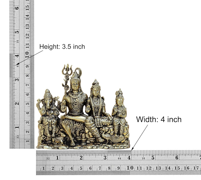 Bronze Shiv Parivar Shiva Family Idol Family for Home Decor Mandir Pooja Showpiece (Height 3.5 Inch)