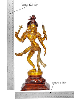Ardhanrishvara brass statue with height 12.5 in and width 6 in, dancing pose