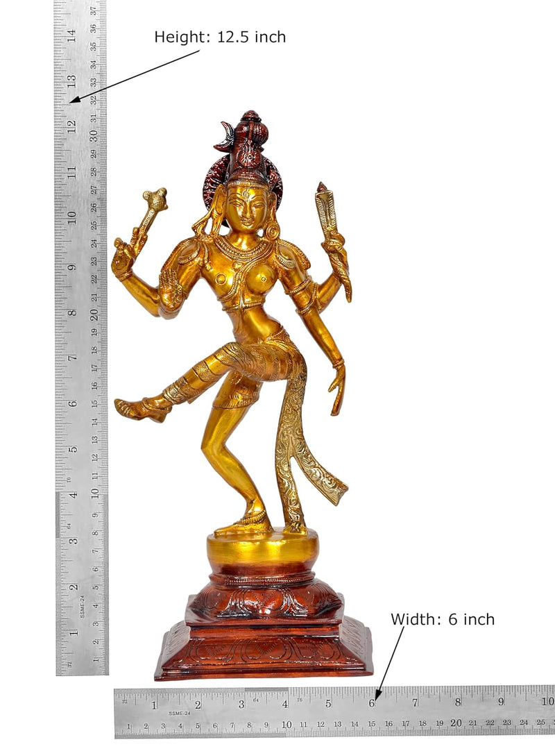 Brass Shiva and Parvati Dancing ArdhanrishvaraMurti Religious Statue for Home Temple Decor (Height : 12.5 inch)