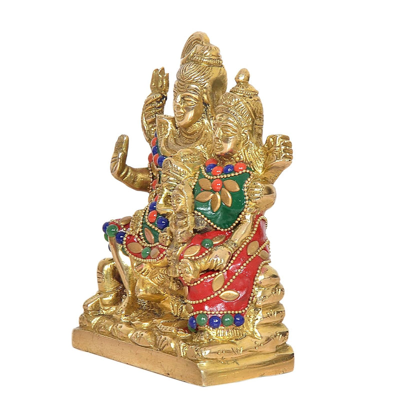 Brass Shiv Parivar Shiva Family Idol Family for Home Decor Mandir Pooja Showpiece Barss Statue (Height 5 Inch)