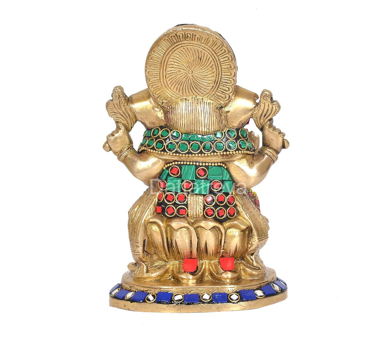 Brass Lord Ganesha Religious Murti (Height: 7.5 Inch) (Multicolor 1)
