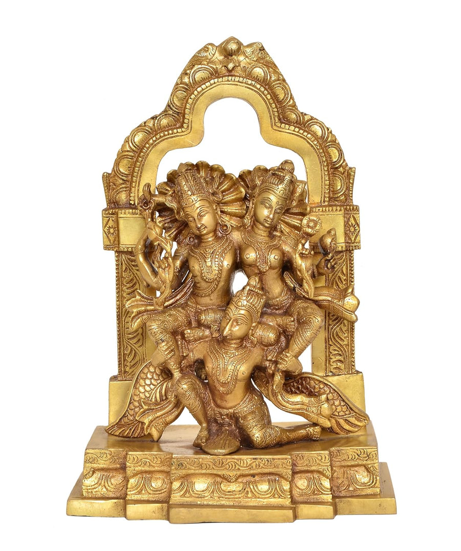Brass Lakshmi-Narayana on Garuda Statue for Puja Temple at Home Decor Office (Height: 12 Inch) Craft Detail