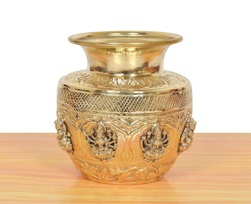 Brass Ashtalakshmi Kalash – Traditional Laxmi Lota for Pooja, Diwali & Karwa Chauth (Height : 5 Inches)