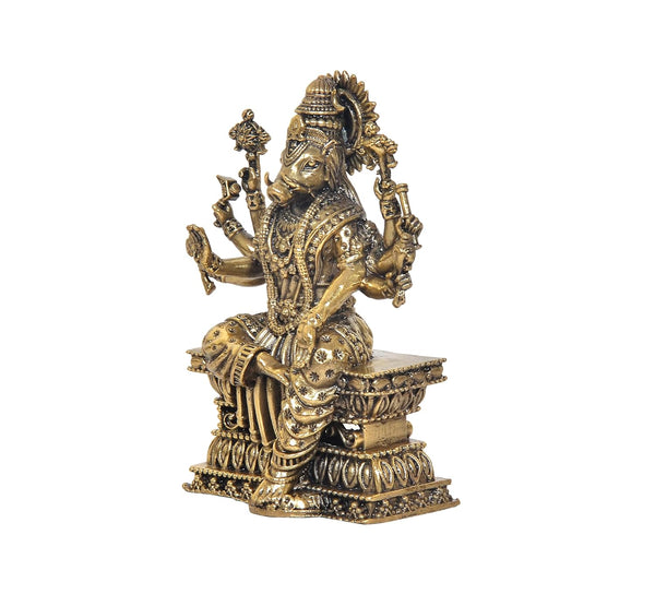 Superfine Brass Varahi Eight Armed Showpiece Murti (Height :4 Inch) Study Setting