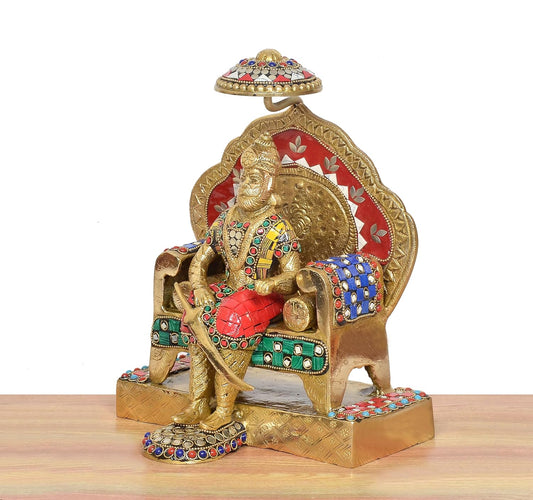 Brass Maharaja Agrasen Idol (Height: 11 Inch) (Multicolor 1)