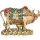 Brass Kamdhenu Cow with Calf for Home Decor Pooja Mandir Temple Office Decorative Showpiece Statue Brass (Height: 6.5 Inch) (Cow1)