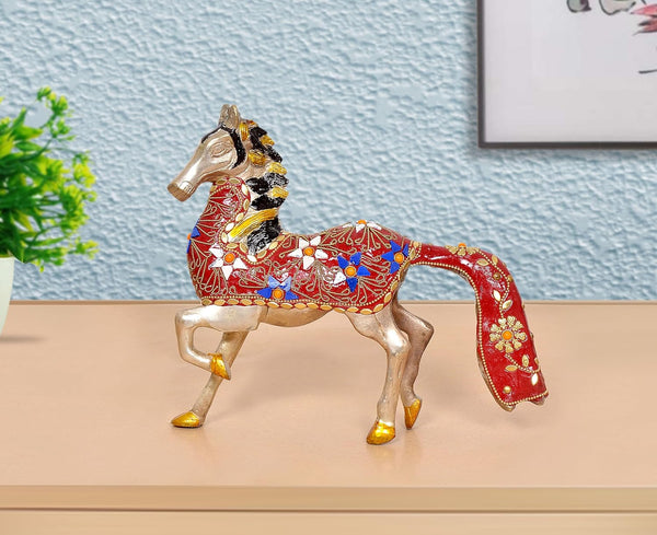 Brass Running Horse Statue (Height : 10.5 inch) Mandir Setting