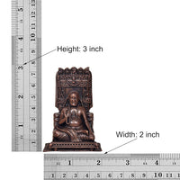 Copper Raghavendra Swami statue size chart: height 3 inch, width 2 inch