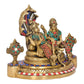 Brass Maa Lakshmi with Lord Vishnu On Sheshnag Idol Statue for The Puja Temple at Home in Brass - (Height 9.5 Inch) (multicolour)