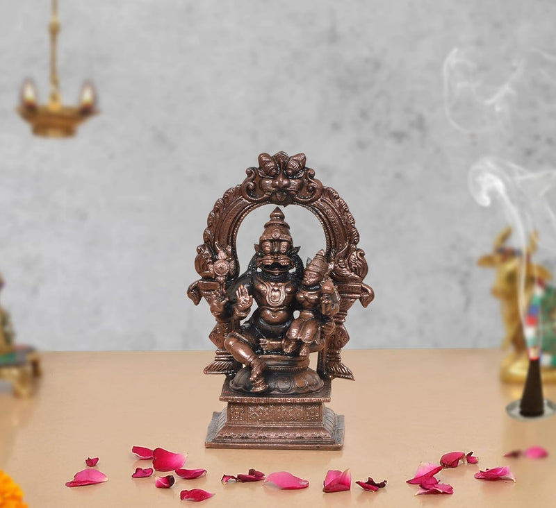 Copper God Lakshmi Narasimhar Under The Sheshnag Idol (Height 4.5 Inch)